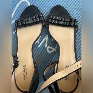 Michael Kors - black suede sandal heel with crystals. 9 1/2 M